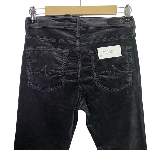 AG Adriano Goldschmied Velvet Pants Womens 27 Gray Farrah Skinny High Rise NWT - Picture 9 of 13